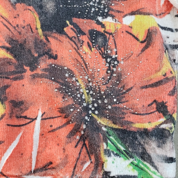 Arden B Poppy Striped 3/4 sleeve resort top Womens - Picture 3 of 14